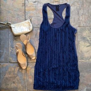 Iris Navy Blue Racerback Ruffle Tunic